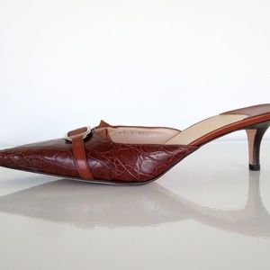 SOLD Cole Haan Crocodile Print Kitten Heel Slides
